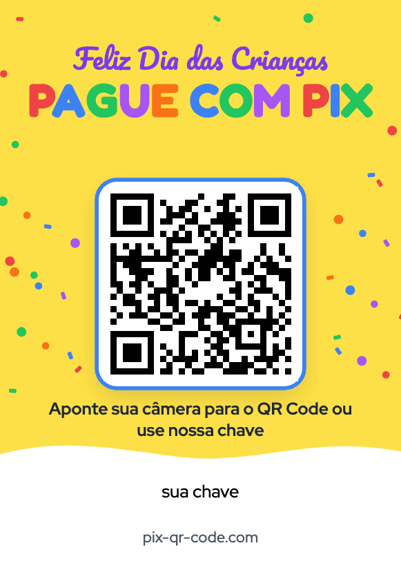 Modelo de placa Pix Dia das Crianças