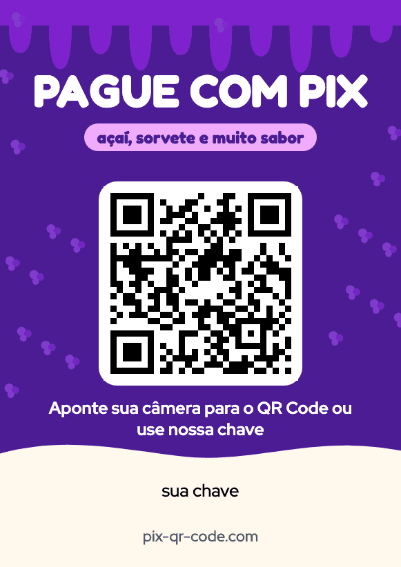 Modelo de placa Pix Açaí para imprimir