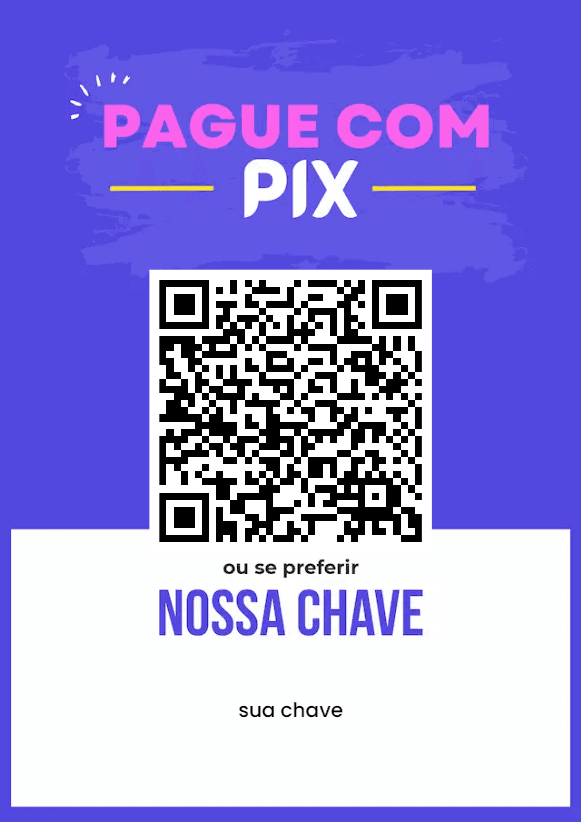 Modelo de placa Pix Rosa e azul para imprimir